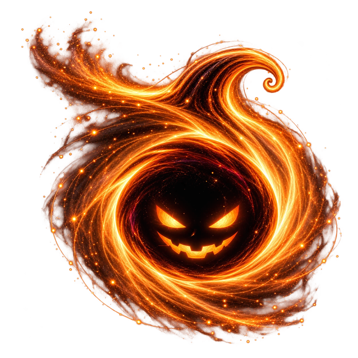 Orange autumn black hole with a subtle pumpkin face